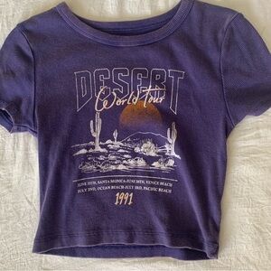 Social Culture Purple “Desert World Tour” Cropped Shirt